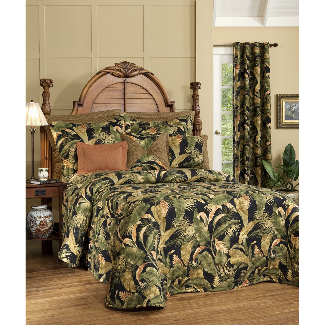 La Selva Black Tropical Cotton Floral Bedspread Thomasville At Home Mattress 