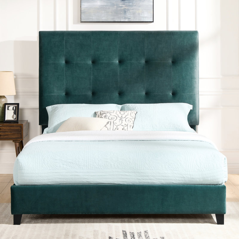 Structure de lit contemporain en velours pour grand lit