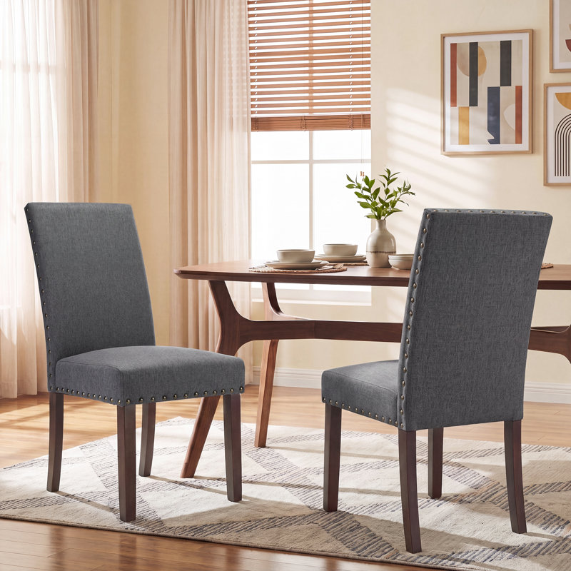 Chaise de salle à manger en lin Bontrager H 20 po - Chaise d'appoint rembourrée Parsons, Gris