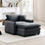 Siège profond simple avec velours côtelé gris et tabouret assorti, pour la chambre à coucher, aire de jeu club, conception simple et généreuse, doux au toucher, coussins en mousse viscoélastique double couche, amovible, velours côtelé,