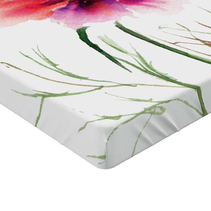 Drap-housse orange Ambesonne, Drap-housse très grand californien, Floral foncé / vert / fuchsia