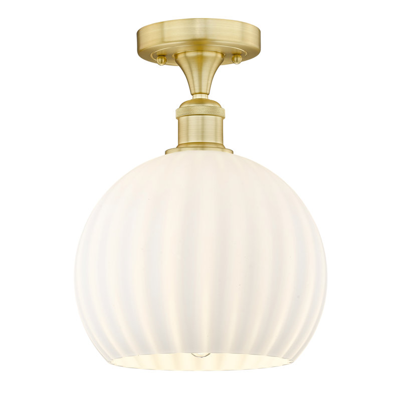 Edison - Adriao - 1 Light Semi-Flush Mount - Adriao Shade, 11.88" H x 10" W x 10" D, Satin Gold