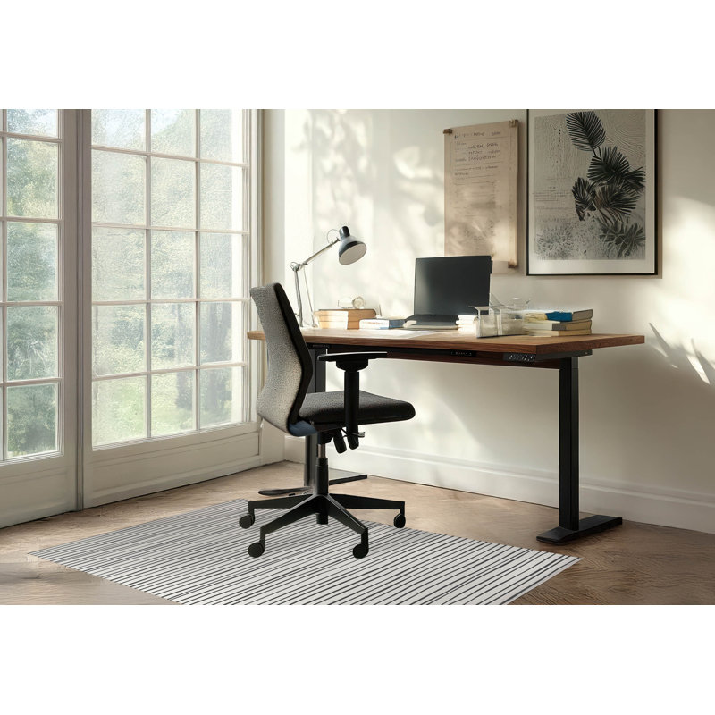 Tapis de bureau léger Spinal, L 5 pi x L 3 pi, Ivoire/gris anthracite