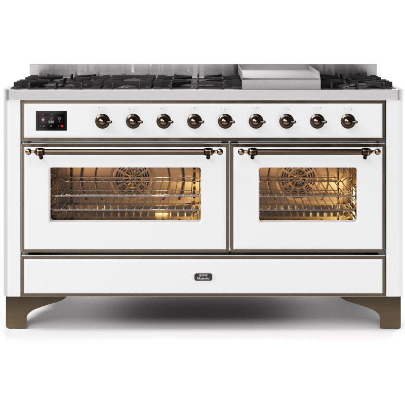 Majestic II 60" 5.02 cu. ft. Freestanding Dual Fuel Range with Griddle, Stainless Steel/Copper, Liquid Propane