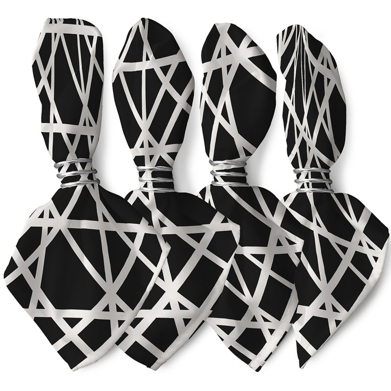 Ensemble de serviettes 4 pièces Pflugerville, L 18 po x L 18 po, Noir