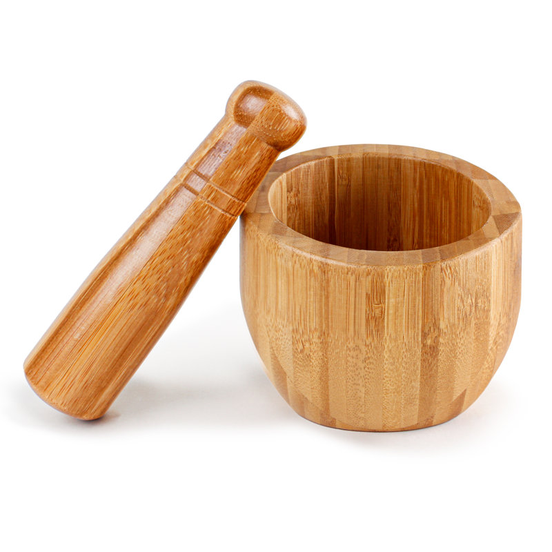 Eco-Friendly Bamboo 2-Piece Rolling Pin and Garlic Bowl Set