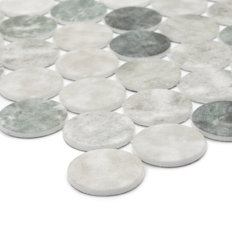 Carreau de mosaïque en verre 2 po x 2 po Eterna Big Penny, Vert usé