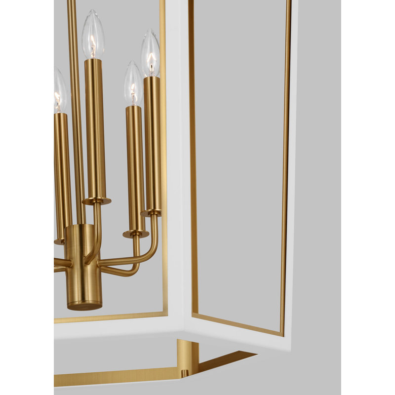 Curt 6 - Light Chandelier, Matte White/Burnished Brass