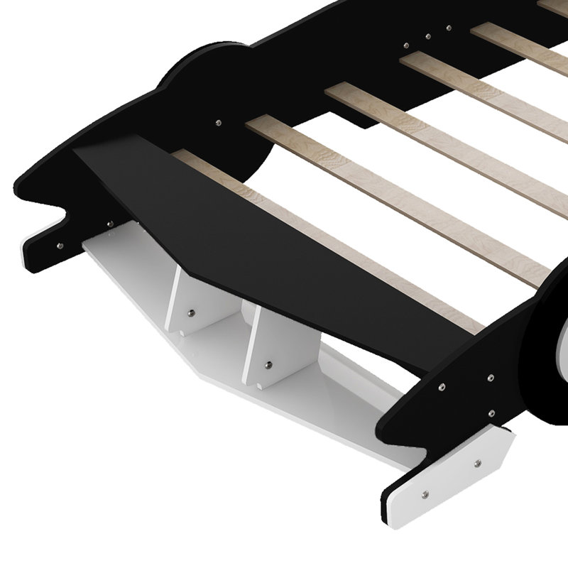 Lit plateforme avec tablettes de rangement Meridian Race Car, Plein, Noir