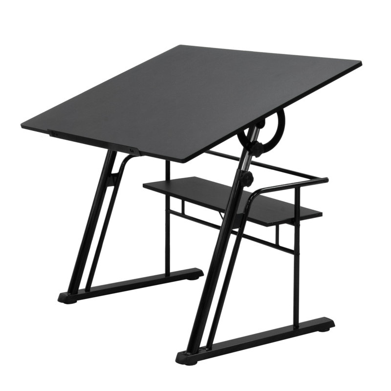 Cowen Adjustable Metal Base Drafting Table, Black