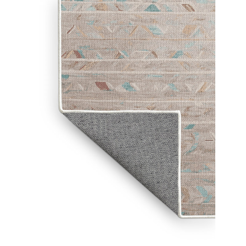 Machine Washable Beige Area Rug, Runner 2' x 5'