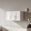 Armoire de rangement murale empilable, P 15,75 po x l 35,43 po x H 19,69 po, blanc