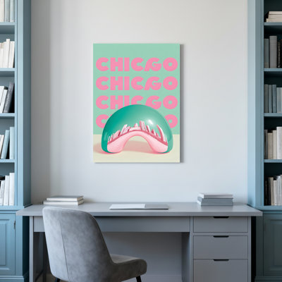 «Chicago Cityscape», ensemble de 1 reproduction d'art sur toile tendue