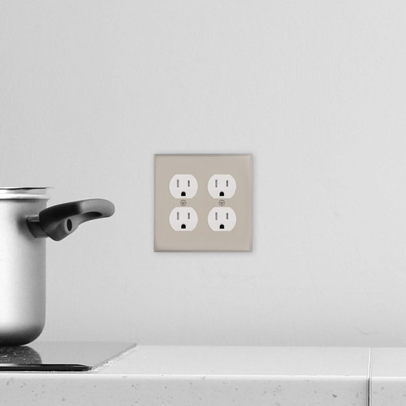 New York 2-Gang Duplex Outlet Wall Plate, Satin Nickel