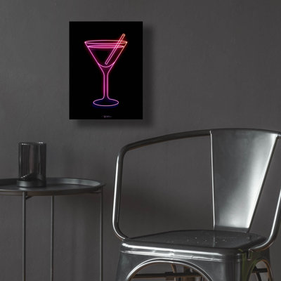 Art mural en verre Neon Martini Glass 1 'par Momart