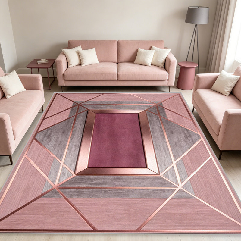 Rose Gold Art Deco carpet-easy to clean, machine-washable, soft and comfortable; suitable for door mats, kitchens, living rooms, bedrooms, corridors, and laundry areas. Easy to clean, durable carpet for home decoration.