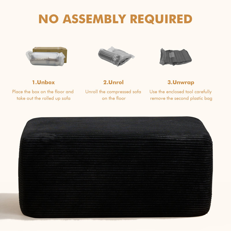 No Assembly Required of large-sized corduroy Ottoman modules,Matching modular sofa combination sofa, Corduroy Black