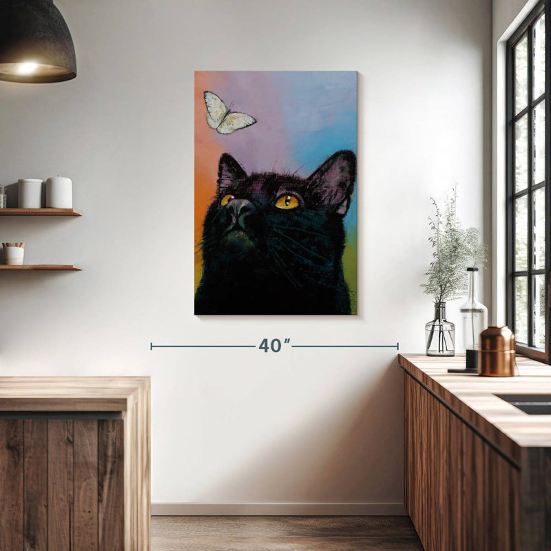 Chat noir Brampt papillon, H 39 po x l 26 po