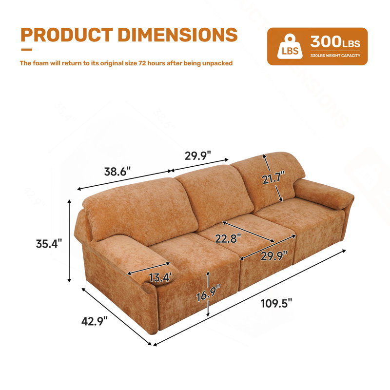 Canapé inclinable de 3 sièges, canapé inclinable avec puissance, convertible en lit, siège surdimensionné, canapé modulaire inclinable pour le bureau et l’appartement du salon
