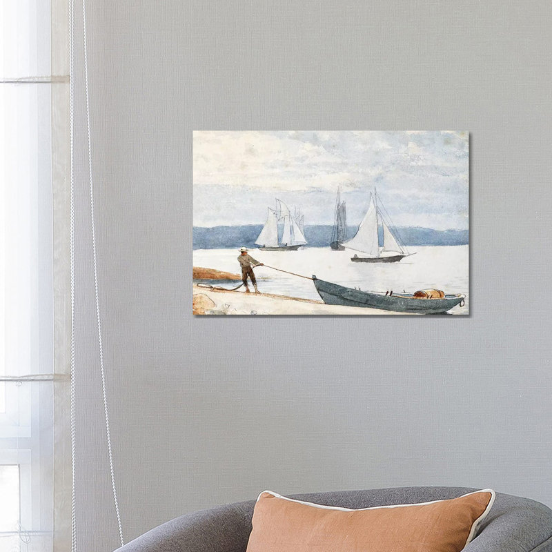 Pulling the Dory, 1880 by Winslow Homer - 1 Piece Wrapped Canvas Wall Art, 66.04 cm H x 45.72 cm W x 1.91 cm D