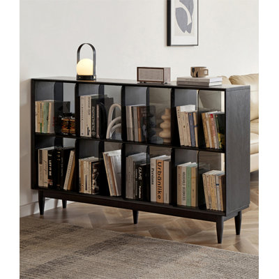 Oak Mid Century Modern Vertical Divider Bookcase