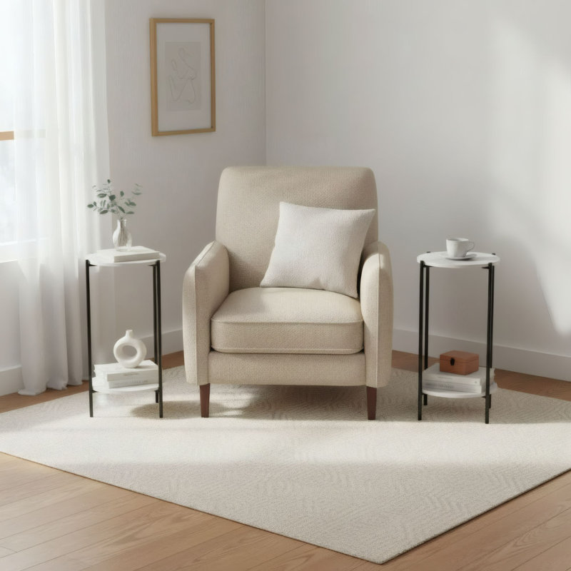 Table de bout Besi, Marbre blanc