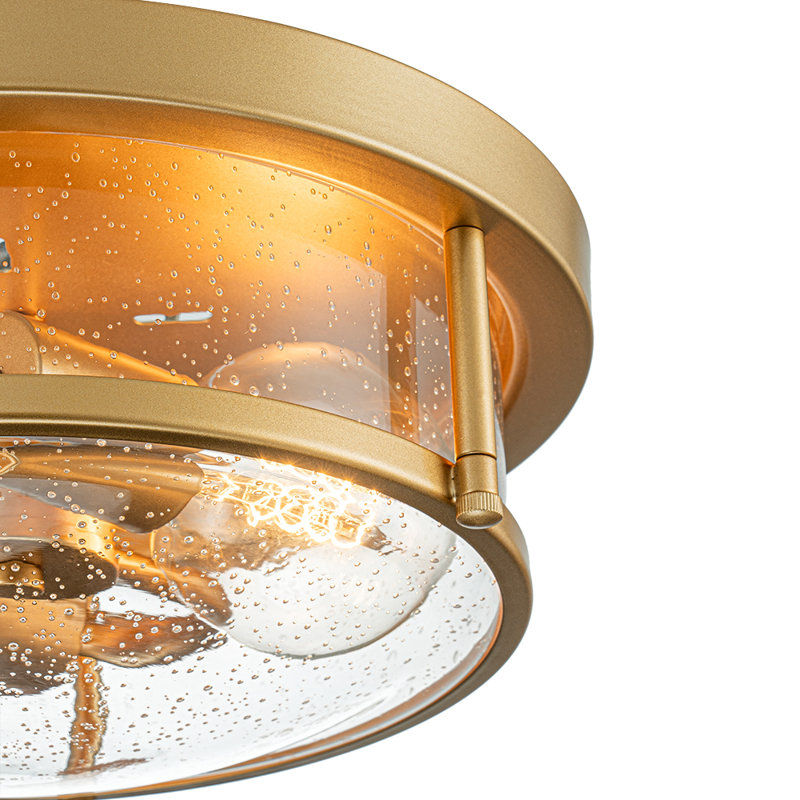 Lampkins 2 - Light Seeded Glass Shaded Flush Mount, Gold