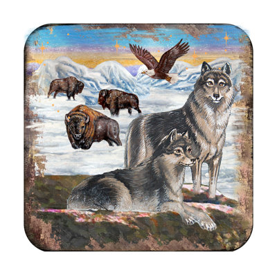 Wood Square 4 Piece Coaster Set