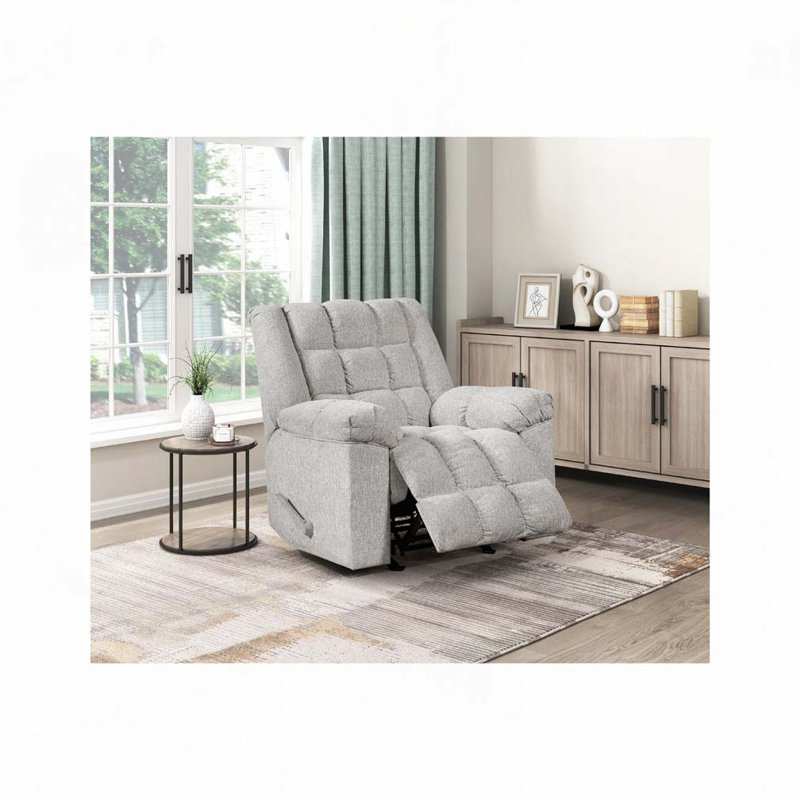 Chenille Upholstered Reclining Chair, Light Gray