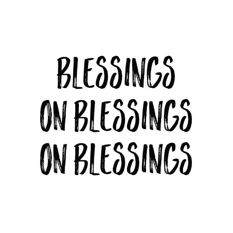 «Blessings», art textuel sur toile tendue, H 12 po x l 12 po