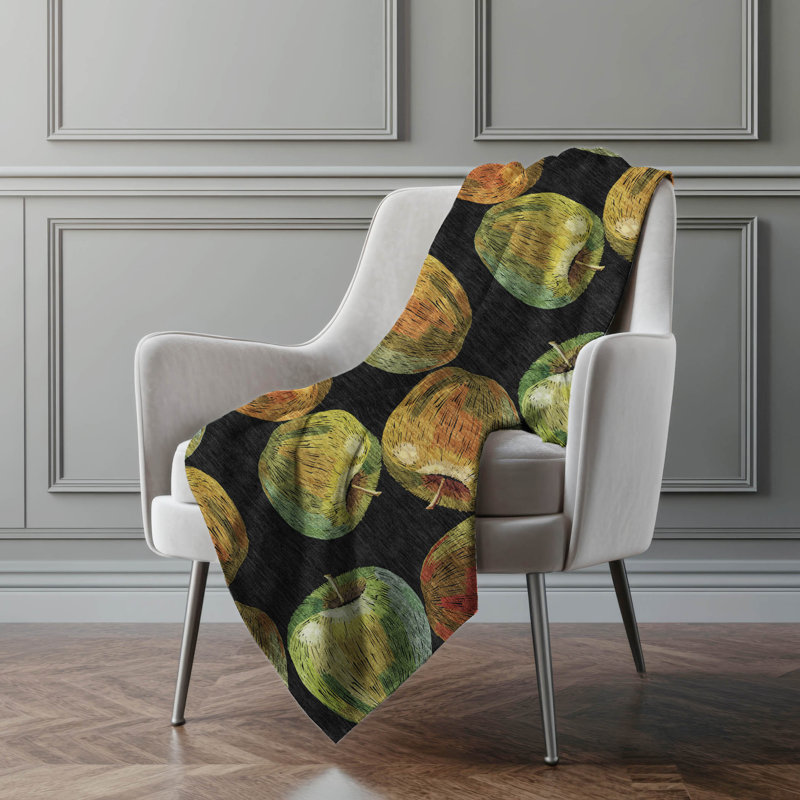 Addison Machine Washable Sherpa Apples Throw Blanket