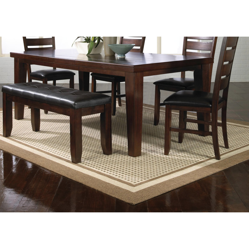 Contemporary Brown Wood Dining Table, Rectangular, 18" Leaf, Solid Feature Rectangular Table With Extension Classy, Brown