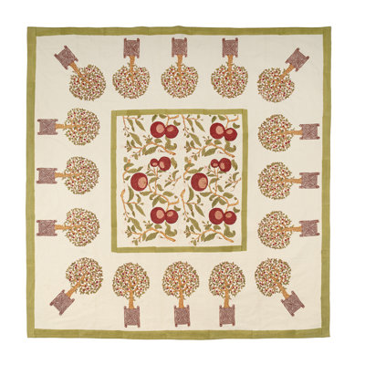 Orange Tree Tablecloth - Red/Green - 71" x 71"