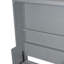 Grand lit moderne gris avec assemblage pratique et rangement offrant un look hydraulique et efficace