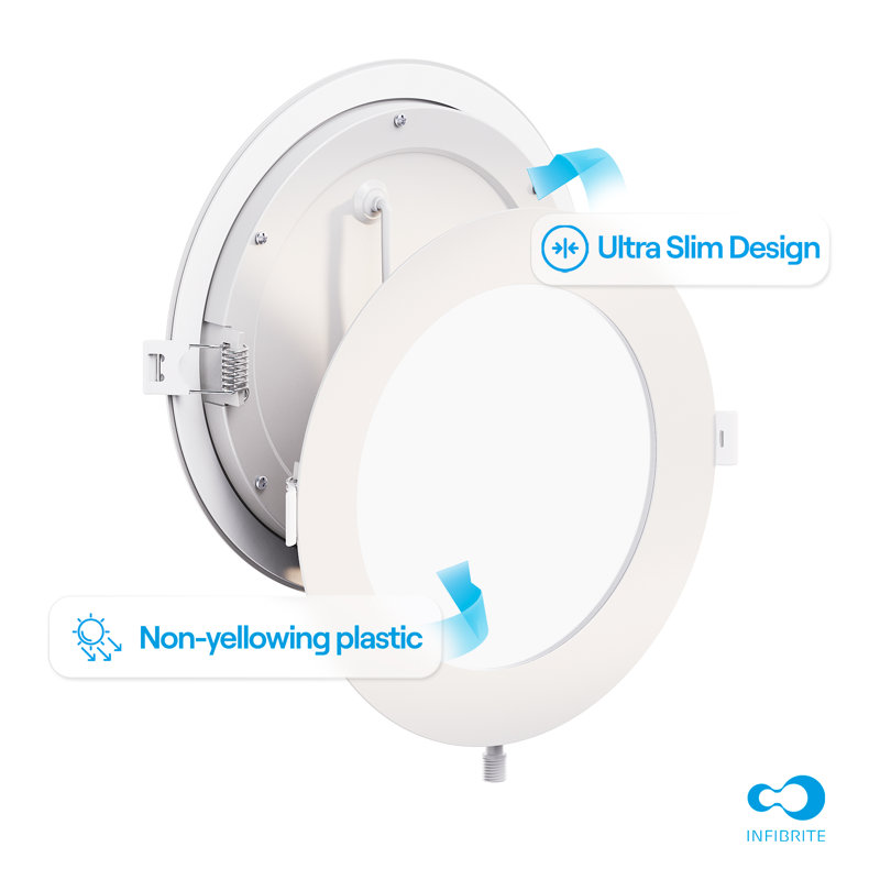 Ensemble de plafonniers encastrés à DEL 6 po Infibrite Thin, 6 pouces, 3000 K, Blanc
