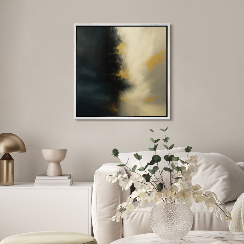 Art mural encadré, impression de lumière abstraite noire pour chambre à coucher - 24 po x 24 po, H 24 po x l 24 po, Blanc