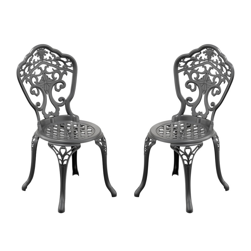 Chaise de patio en fonte d'aluminium 2 pièces avec cadre noir