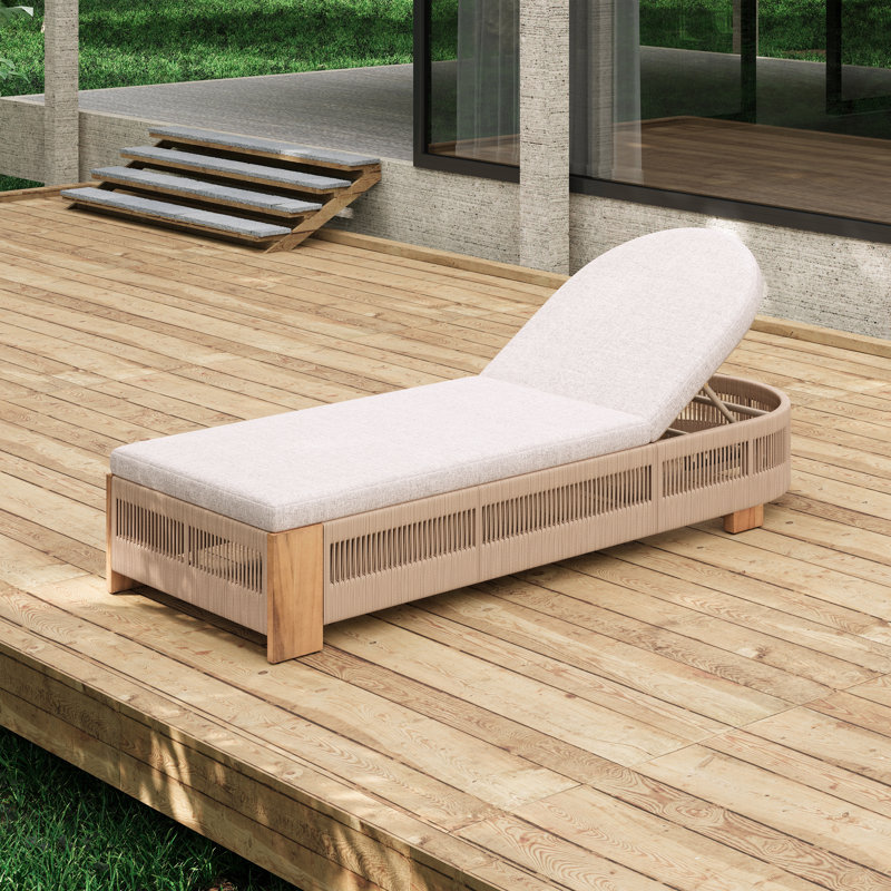 Outdoor Acacia Wood Patio Adjustable Lounge Chair - Uncushioned For Backyard Pool Garden, Teak
