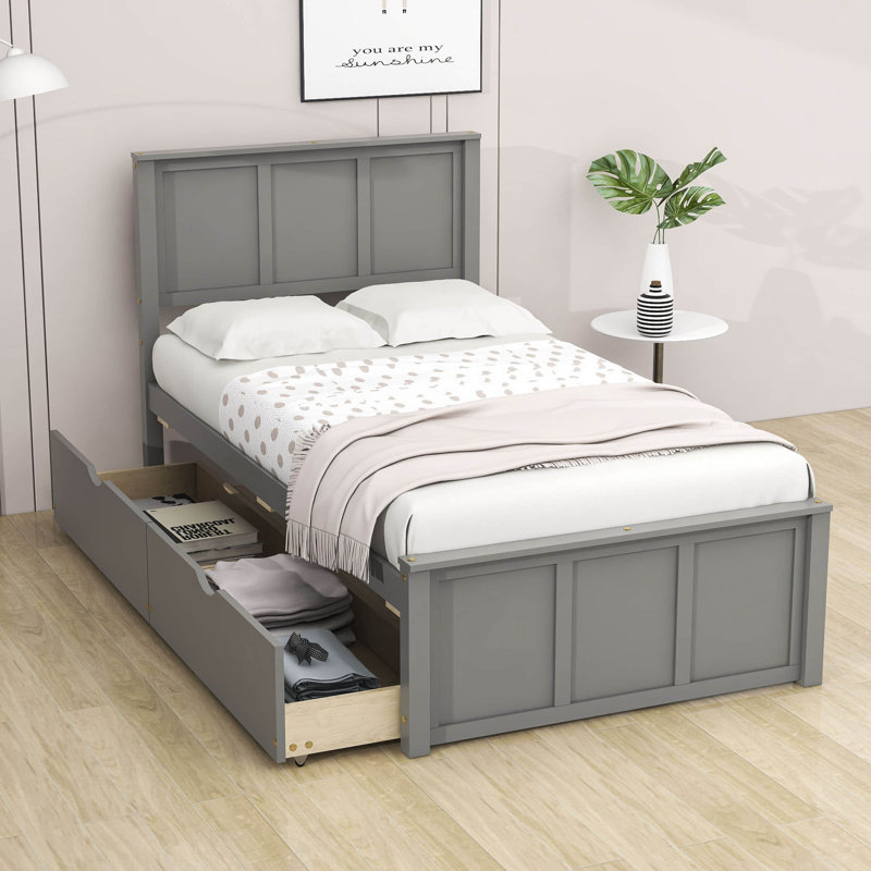 Elliekate Kids Twin with Drawers, Gray