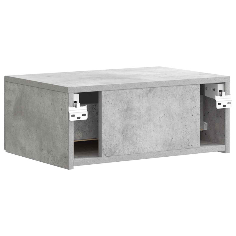 49cm W Manufactured Wood Bedside Table, Concrete Grey