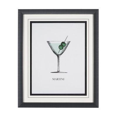 Vintage Cocktails-Mojito by Gwen Aspell Hand Embelished Textured Framed Art Print Matted under Glass