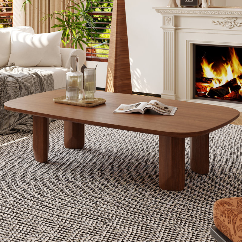 52'' Solid Wood Coffee Table for Small Living Room - Minimalist Scandinavian Style with Natural Oak Top