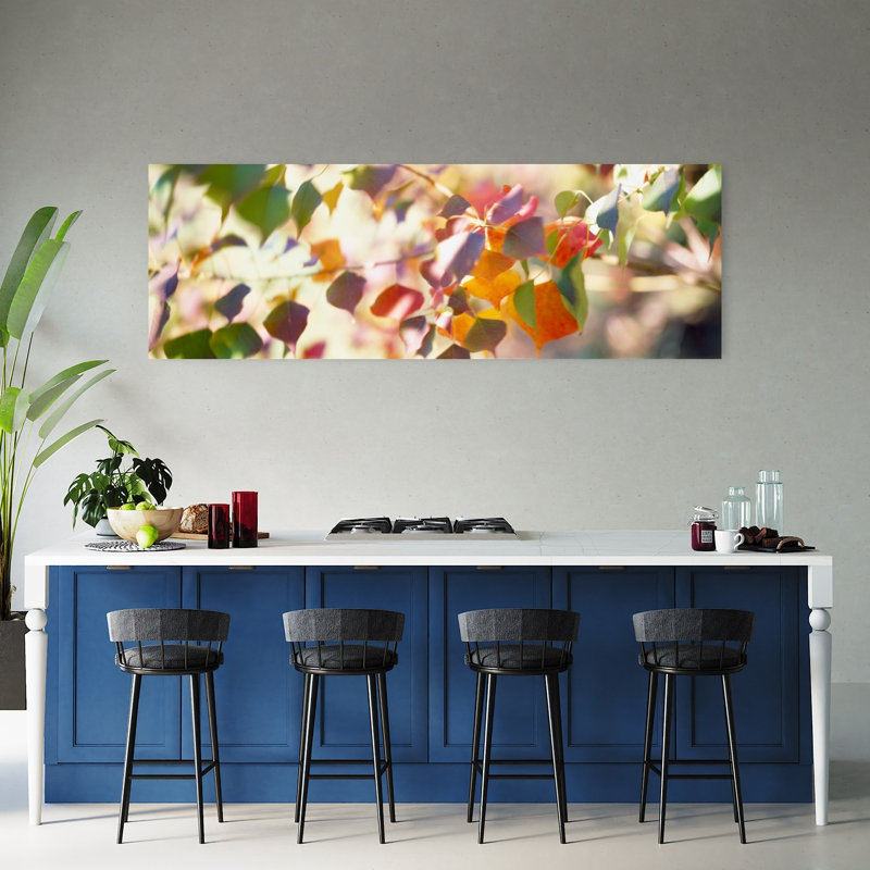 Art chinois abstrait, feuilles de suif chinois, H 20 po x l 60 po