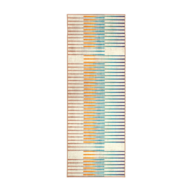 Flux Striped Multicolor Performance Flatweave Washable Indoor / Outdoor Rug, Runner 2'6" x 7'