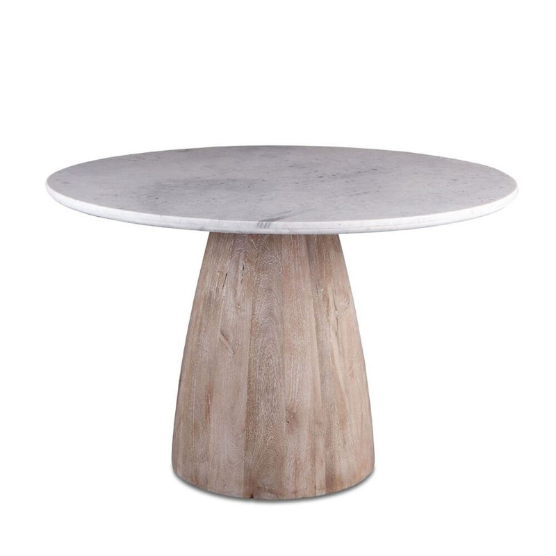 Palm Springs Round Marble Dining Table, White