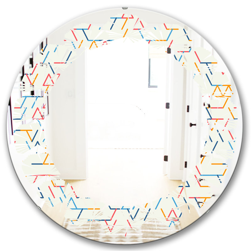 Motif abstrait géométrique. Miroir mural Leaves, H 23,6 po x l 23,6 po