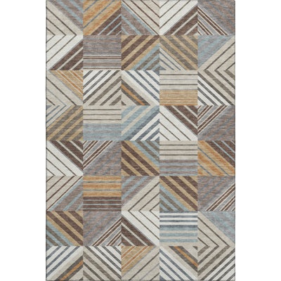 Premium Machine Washable Mayfield AMF2399 Striped Rug