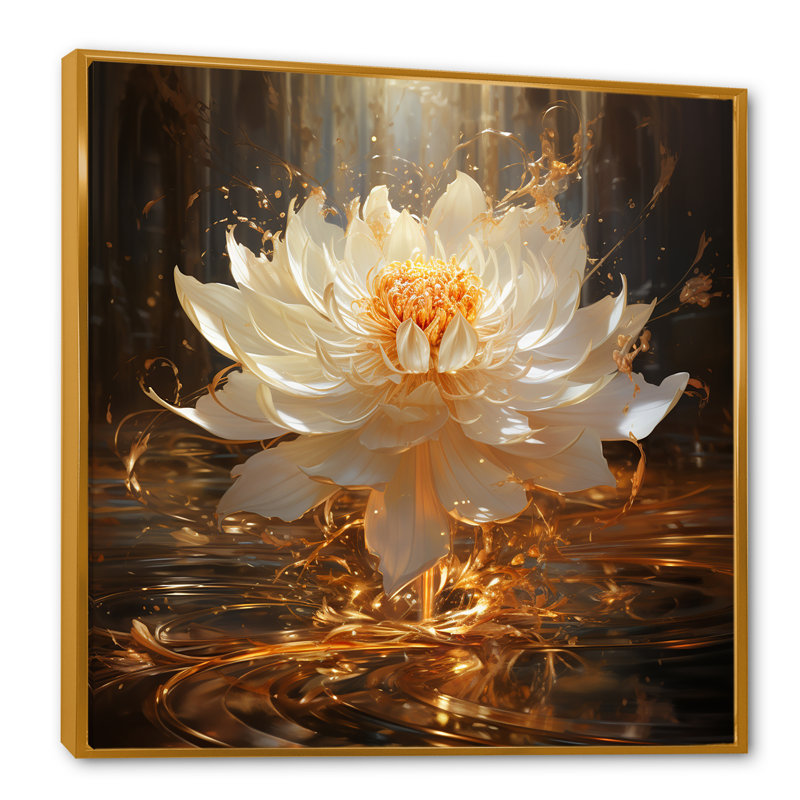 Judaïsme floral Shekinahs Shine sur impression sur toile, Cadre flottant doré, H 36 po x l 36 po x P 1,5 po