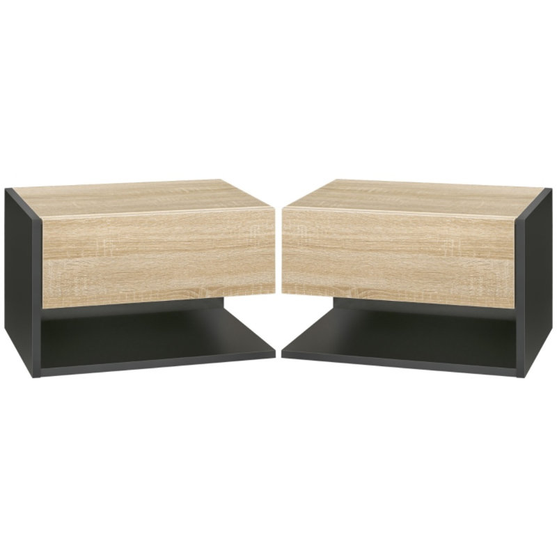 46cm W Engineered Wood Bedside Table