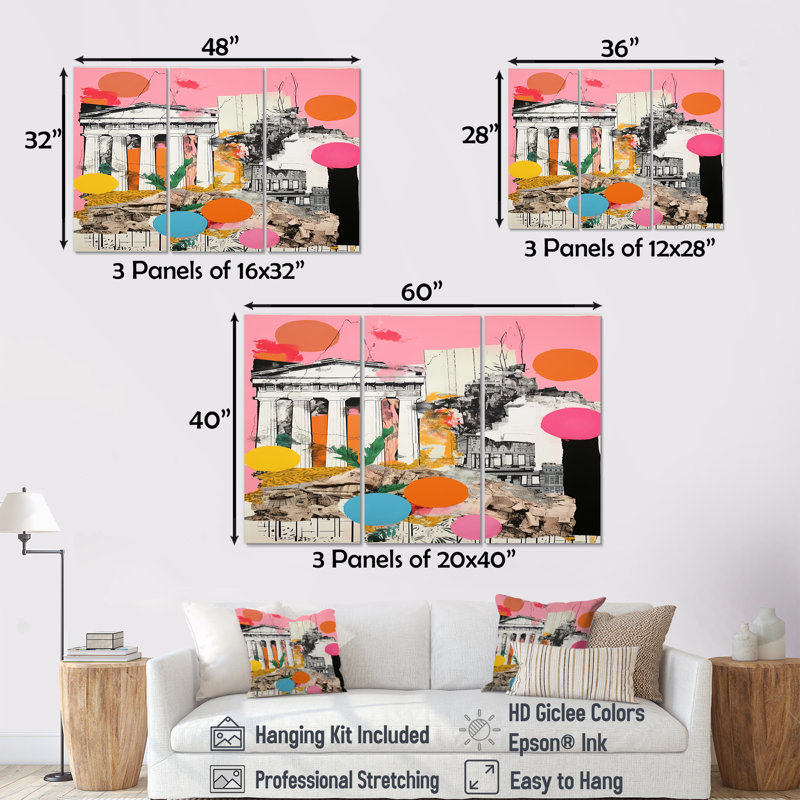 Dafonte - ensemble d'art mural paysage abstrait, H 28 po x l 36 po x P 1 po, Toile tendue